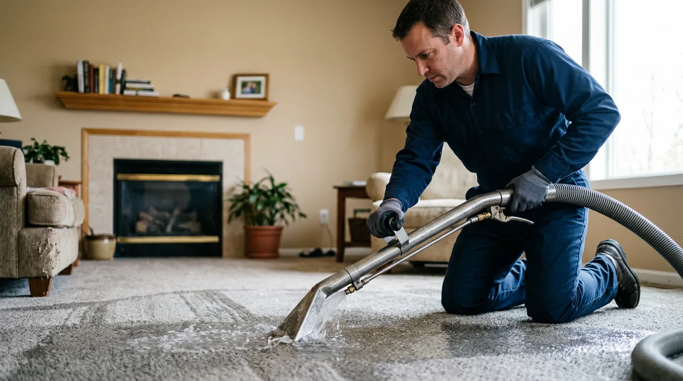 Water damage restoration technician working near Alum Bank, PA